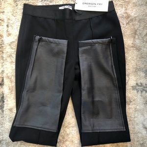 NWT Sz 0 Emerson Fry Blk Pant w/ Faux Leather Calf